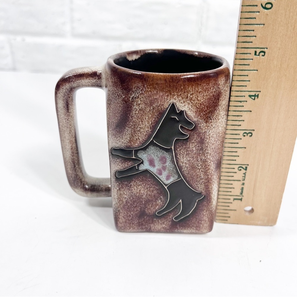 Mara Mexican Stoneware Art ~ Pottery Coffee tea mug ~ Dogs in Shirts Brown